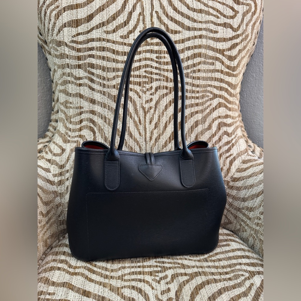 LONGCHAMP — Le Roseau XS Black Leather Tote - Picture 2 of 3